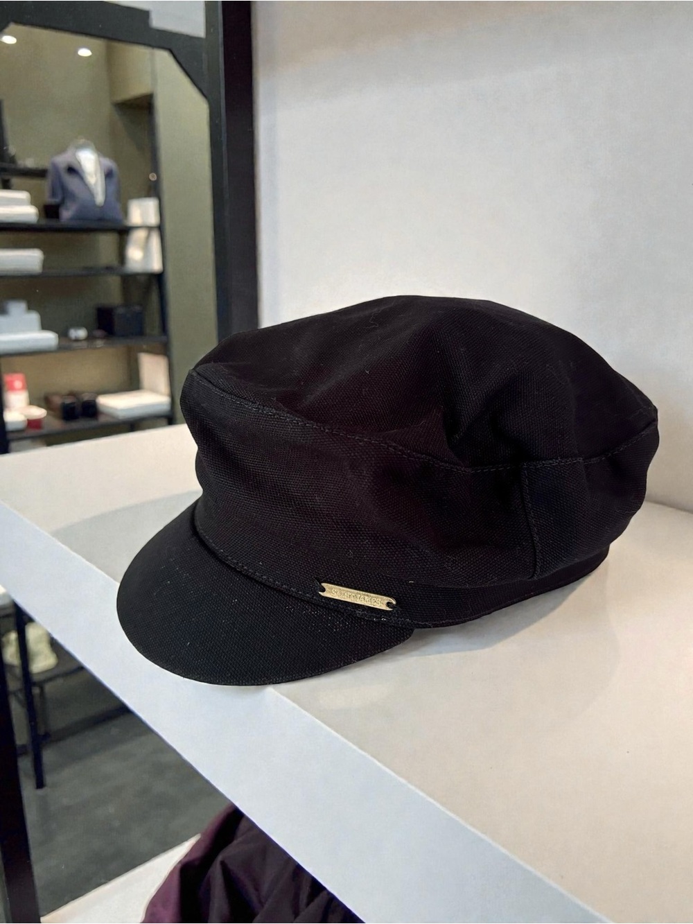 Saint James Navy Cotton Fisherman Cap with Branded Metal Accent